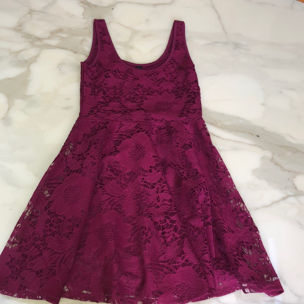 Plum burgundy lace skater dress